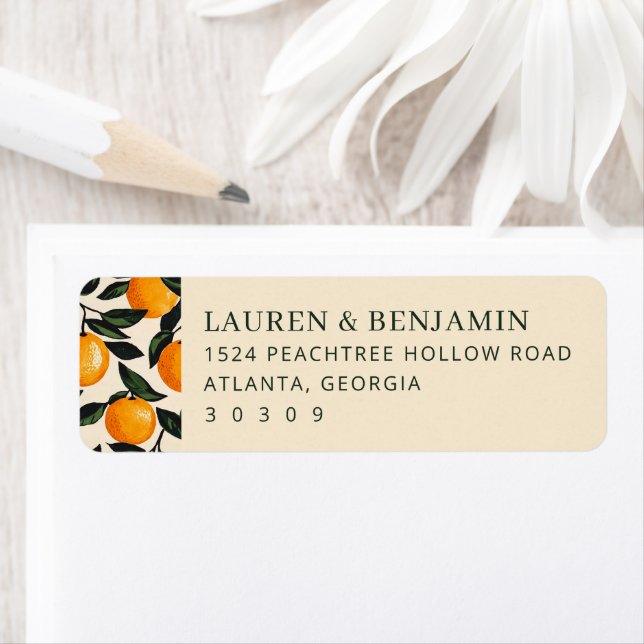Glad Beige Citrus Apelsiner Returadress Etikett (Insitu)