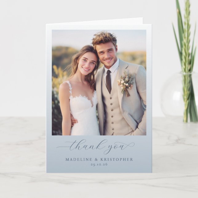 Glad Beige Elegant Foto Tack Kort (Framsida)