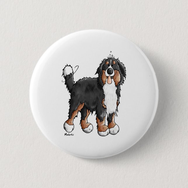 Glad Berner Sennenhund - Serieteckning - Hundar -  Knapp (Framsida)