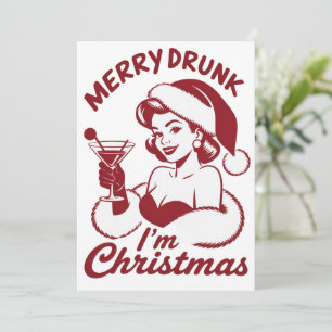 Glad Berusad Jag Är Jul Cocktail Snarkig Drickande Julkort