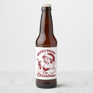 Glad Berusad Jag är Jul Cocktail Snarkig Drickande Ölflaska Etikett