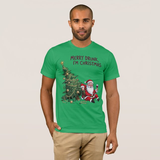 Glad Berusad, jag är jul tomte T Shirt (Hel framsida)