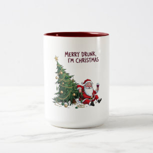 Glad Berusad, jag är jul tomte Två-Tonad Mugg