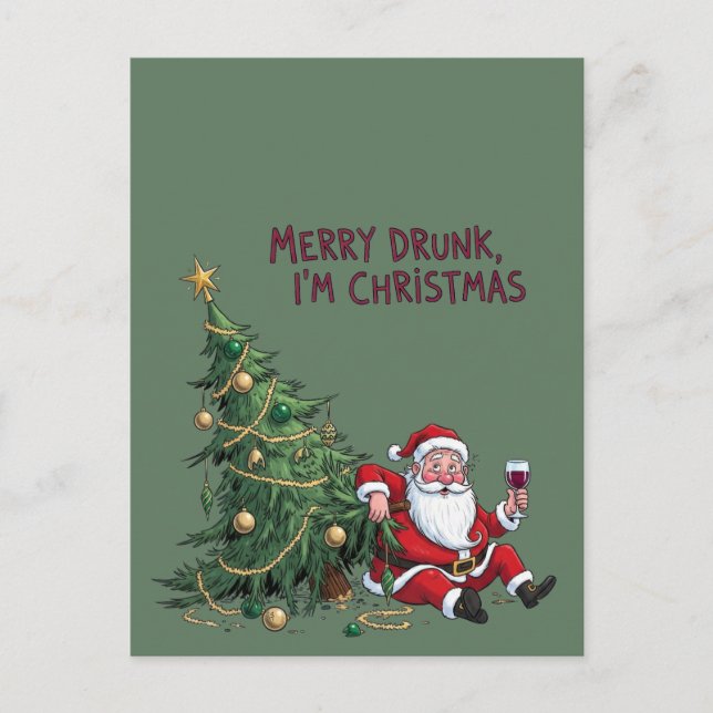 Glad Berusad, jag är jul tomte Vykort (Framsida)