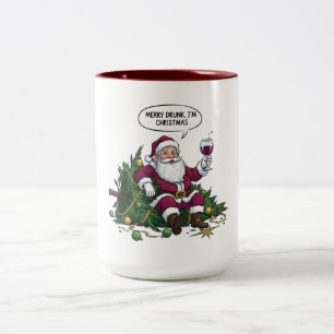 Glad Berusad Tomte Jul Två-Tonad Mugg