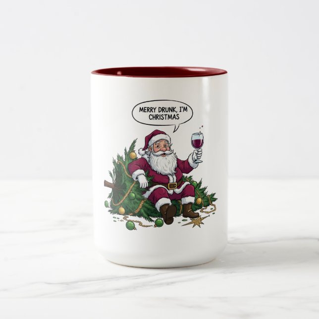 Glad Berusad Tomte Jul Två-Tonad Mugg (Center)