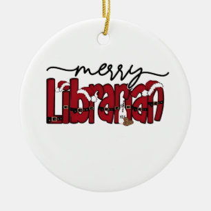 Glad bibliotekarie Jul bokälskare bibliotek Julgransprydnad Keramik