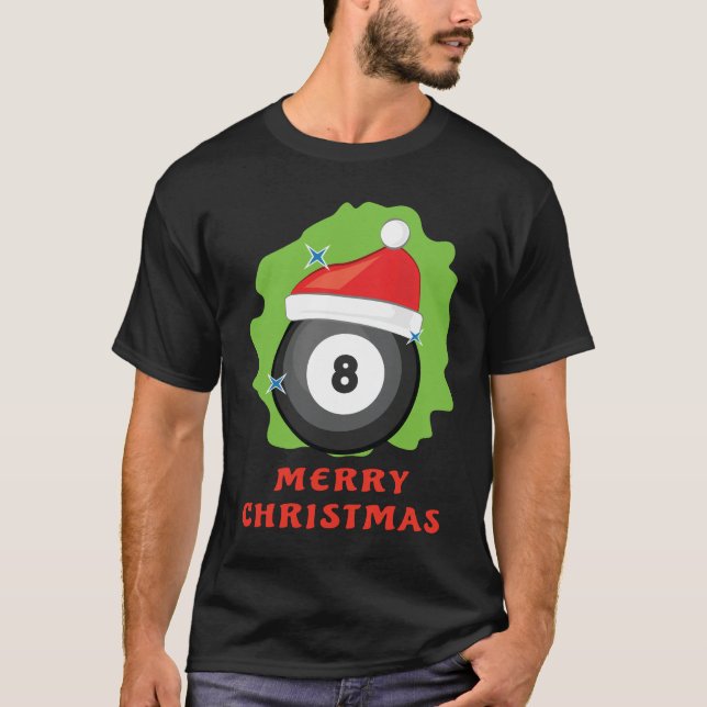 Glad Biljard Jul - Rolig T Shirt (Framsida)