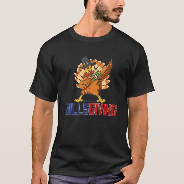 Glad BillsGiving Kyckling Dabbar Kalkon T Shirt (Framsida)