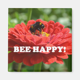 Glad Bin Röd Blomma Magnet