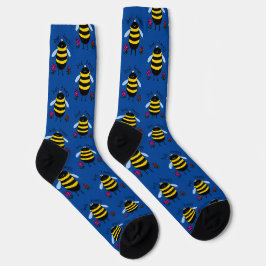 Glad Biv Tecknad Bihandsk Socka
