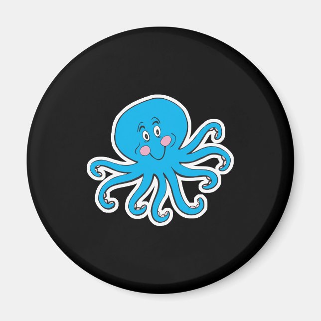glad blå bläckfisk magnet (Framsidan)
