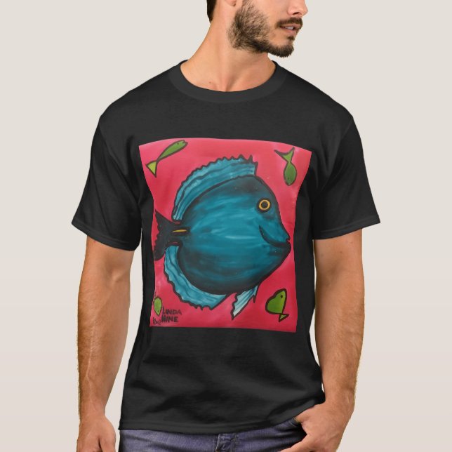Glad blå fisk t shirt (Framsida)