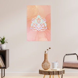Glad Blå Grön Blomsterkonst Poster