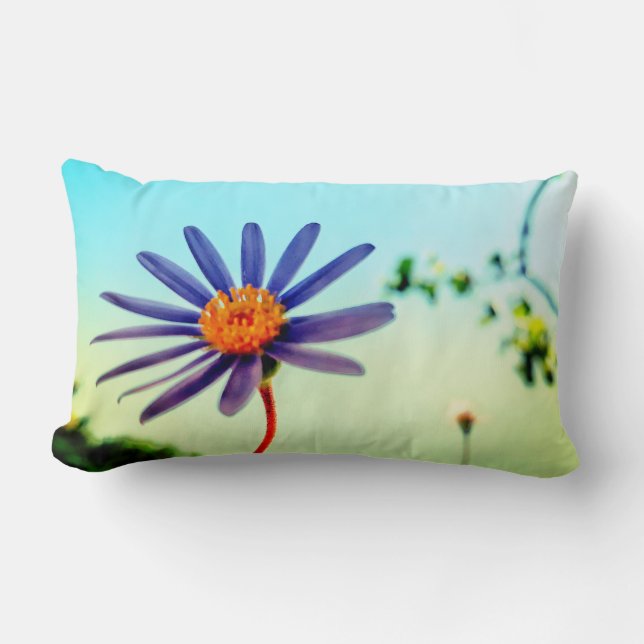 Glad blå tusenskönsblomma kuddfodral kudde (Framsida)