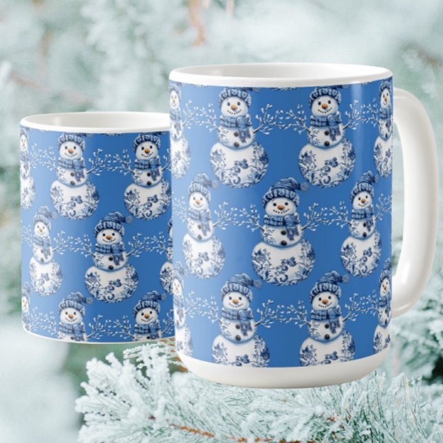 Glad blå vit glad snöman  kaffemugg (Hot chocolate anyone?)