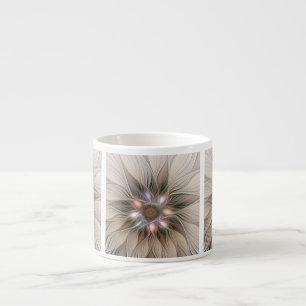 Glad blomma abstrakt beige brun blomsterglasögon f espressomugg