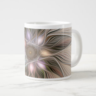Glad blomma abstrakt beige brun blomstergrafik fra jumbo mugg