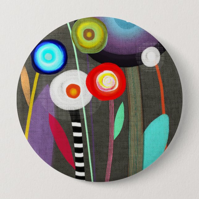 Glad blommande Flora Brosch Knapp (Framsida)