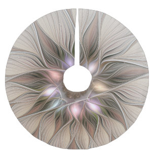Glad blomster abstrakt beige brun blomster fraktal julgransmatta borstad polyester