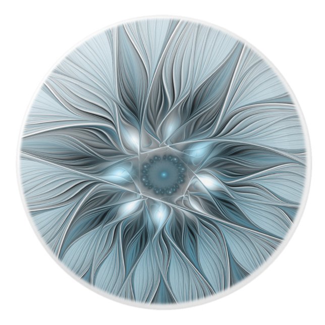 Glad blomster abstrakt blågrå floral fraktal knopp (Framsidan)