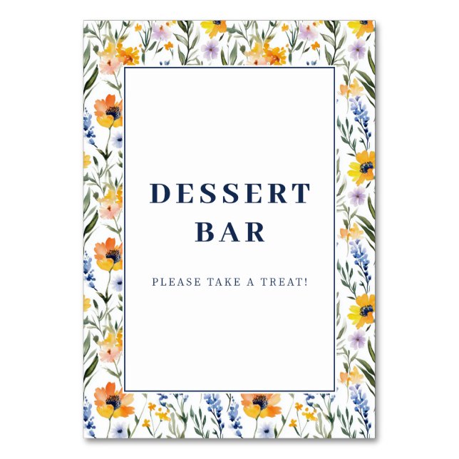 Glad Blomster Dessertbarskylt Bordsnummer (Framsidan)