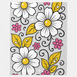 Glad blomsterdesign med djärva konturer fleecefilt