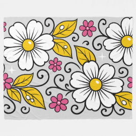 Glad blomsterdesign med djärva konturer fleecefilt