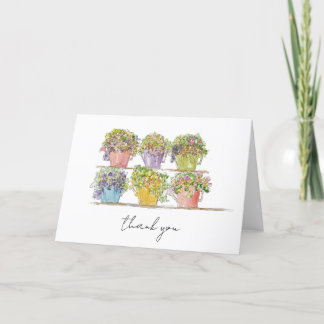 Glad blomstermarknad handritad skiss tack kort