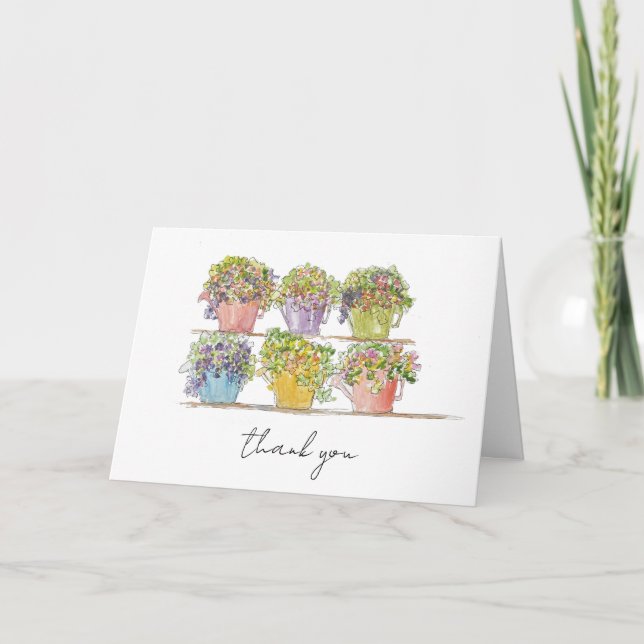 Glad blomstermarknad handritad skiss tack kort (Framsida)