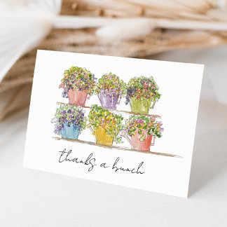 Glad blomstermarknad handritad skiss tack kort