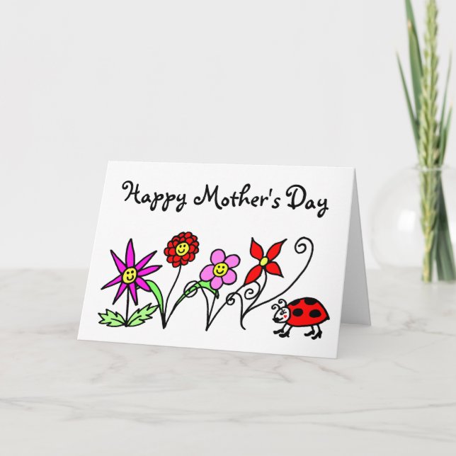 Glad blomsterrik morsdag kort (Framsida)