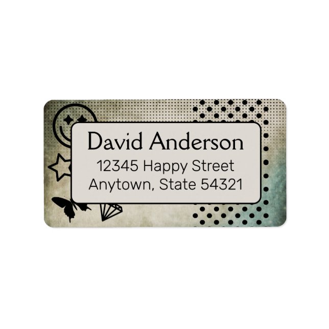Glad Boho Anpassade Personliga Adressetiketter (Framsidan)