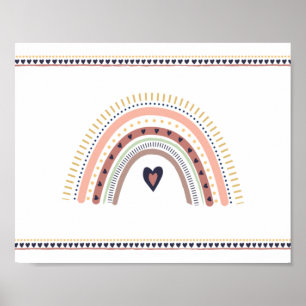 Glad Boho-regnbåge Modern Minimalistisk Väggkonstt Poster