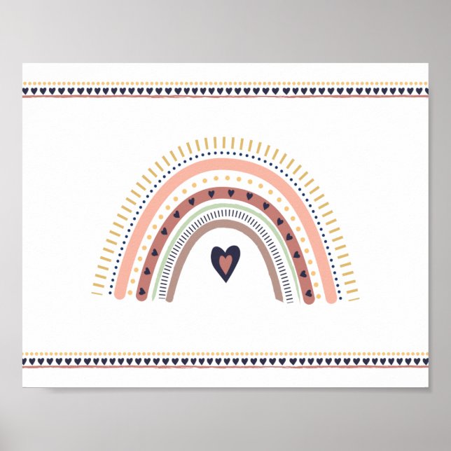 Glad Boho-regnbåge Modern Minimalistisk Väggkonstt Poster (Framsidan)