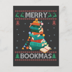 Glad bokjul Rolig ful jultröja Bibliotek Present Inbjudan Vykort
