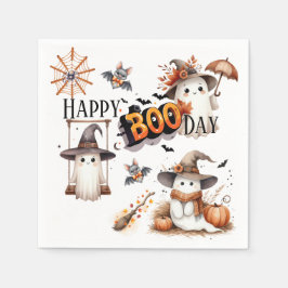 Glad BOO-dag Söt Vattenfärg Gäst Halloween Höst Pappersservett