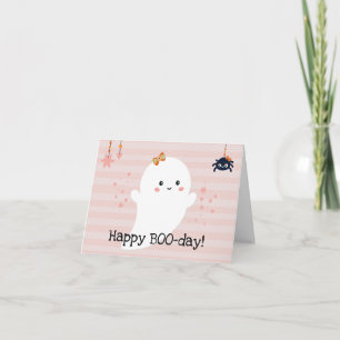 Glad BOOdag Kawaii Spöke Rosa Halloween Kort