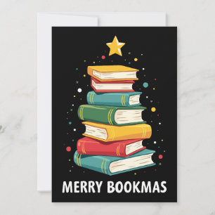 Glad Bookmas - Festiv stapel med böcker för bokäls Inbjudningar