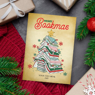 Glad Bookmas Jul Bokälskare Gåva Bokig Julkort