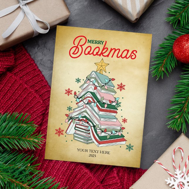 Glad Bookmas Jul Bokälskare Gåva Bokig Julkort (Skapare uppladdad)