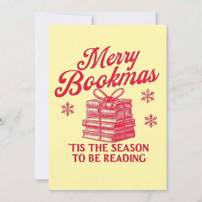 Glad Bookmas 'tis är säsongen för att läsa  Julkort (Framsida)