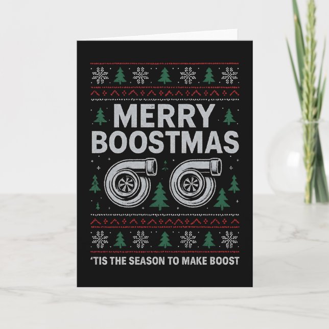 Glad Boostmas Turbo Jultröja Bilracing Kort (Framsida)