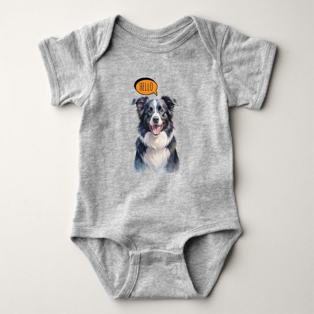 Glad Border Collie i akvarell T Shirt (Framsida)