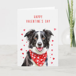 Glad Border Collie Läs hjärtbandana Alla hjärtans  Helgkort