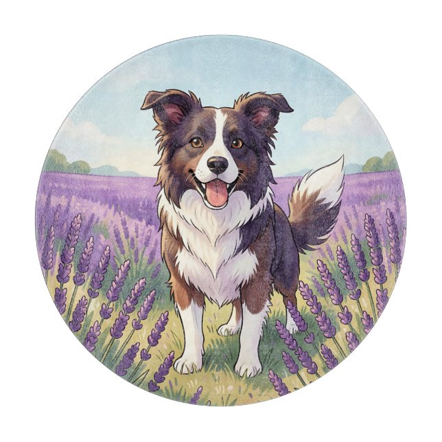 Glad Border Collie på Lavendelfält (Framsidan)