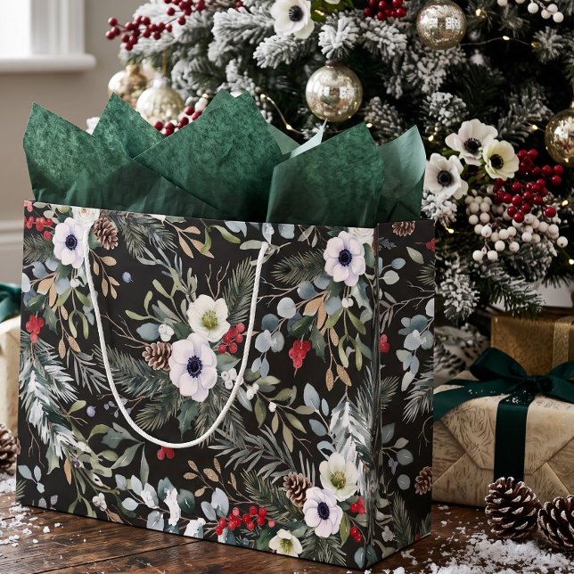 Glad botanisk jul Personlig (Joyful Botanical Christmas Personalized Large Gift Bag
by Ricaso. Stunning flower themed holiday bag)