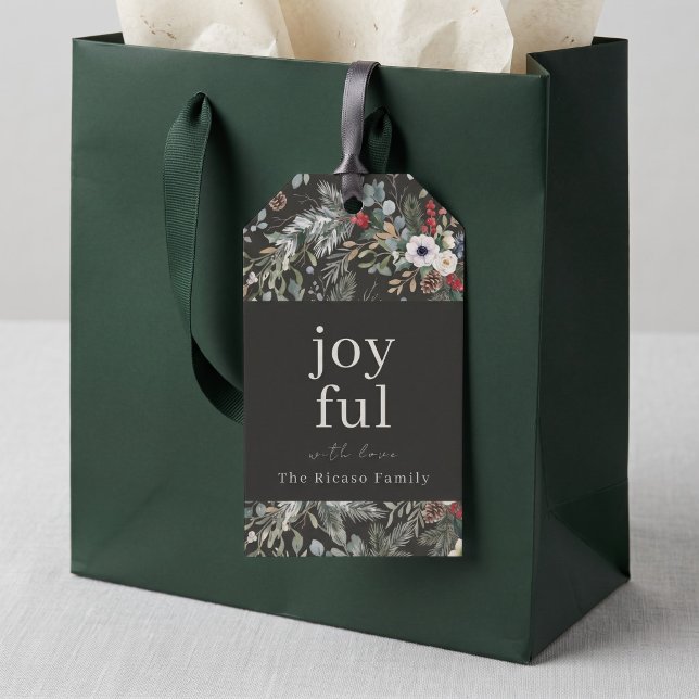 Glad botanisk jul Personlig Presentetikett (Joyful Botanical Christmas Personalized Gift Tags
by Ricaso. Add your message / name to these tags)