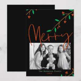 Glad botanisk svart bärgren julfest inbjudningar