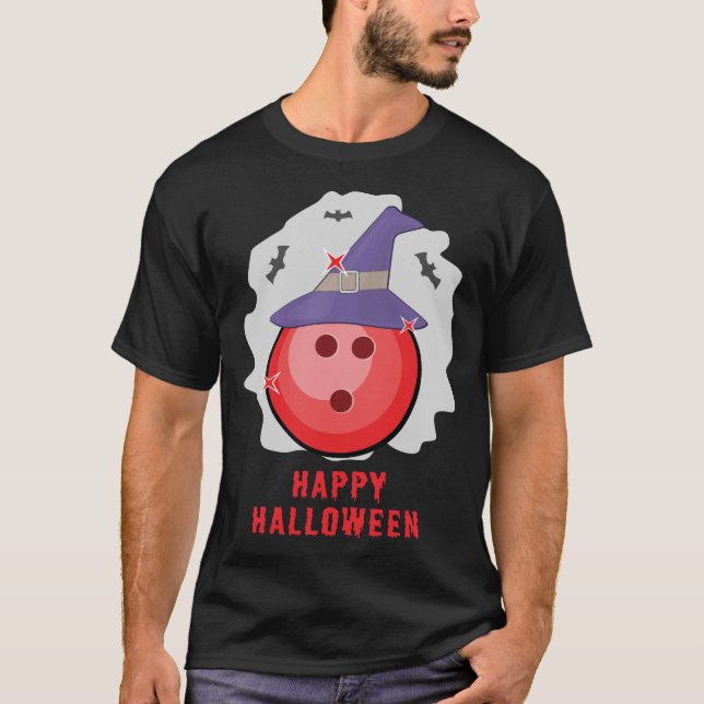 Glad Bowling Halloween - Rolig T Shirt (Framsida)